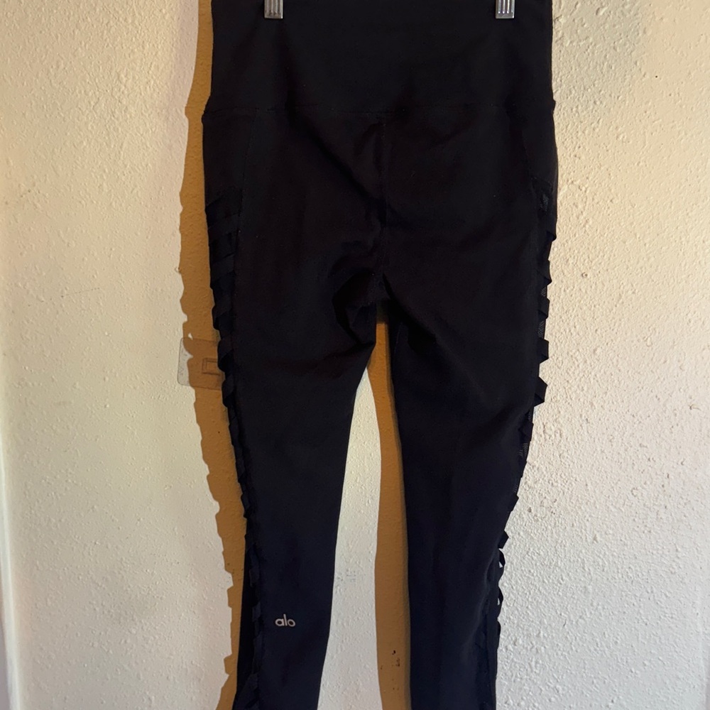 ALO Yoga Black Leggings with Side Fringe